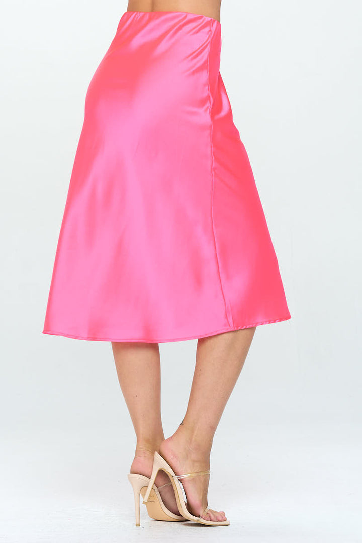 Solid Satin Midi Skirt-2