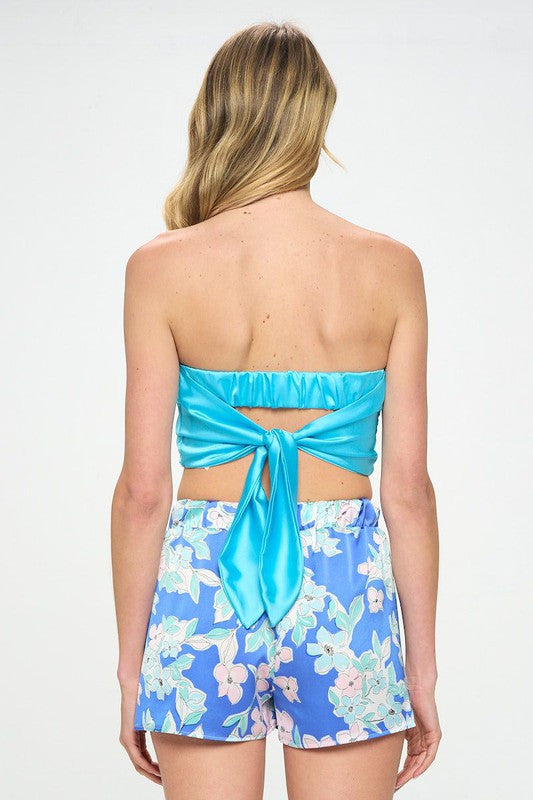 Stretch Satin Tube Top with Back Tie-3