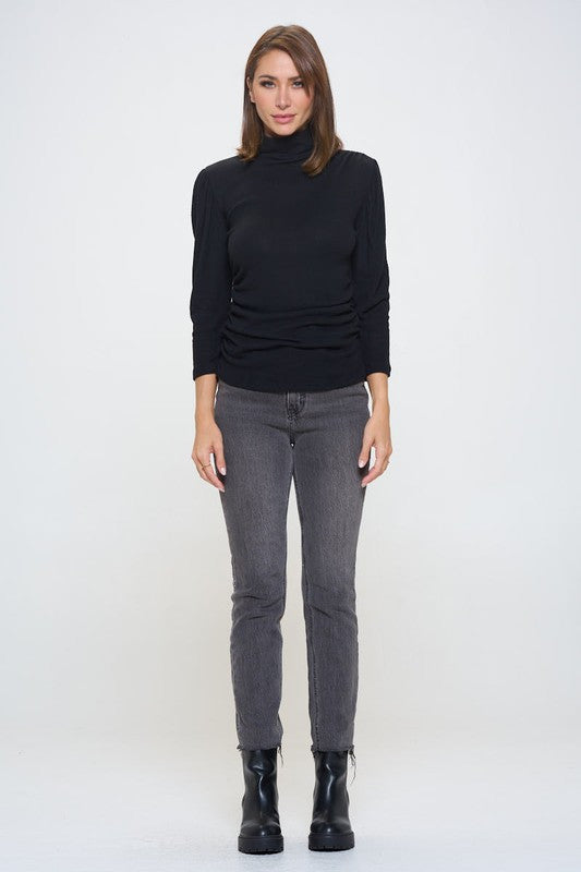 Knit Long Sleeve Turtleneck Top-5