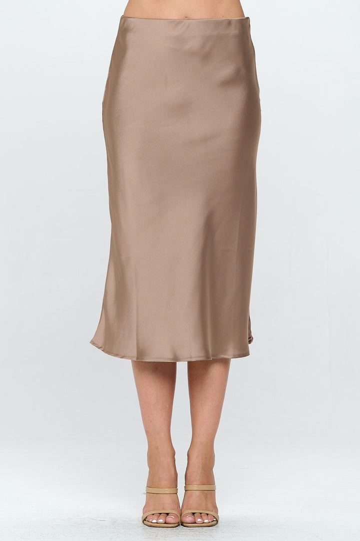 Solid Satin Midi Skirt-0