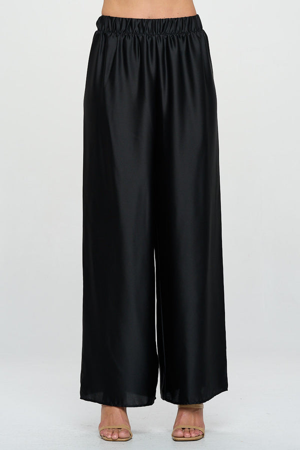 Stretch Satin Pants w/ Elastic Waist-0