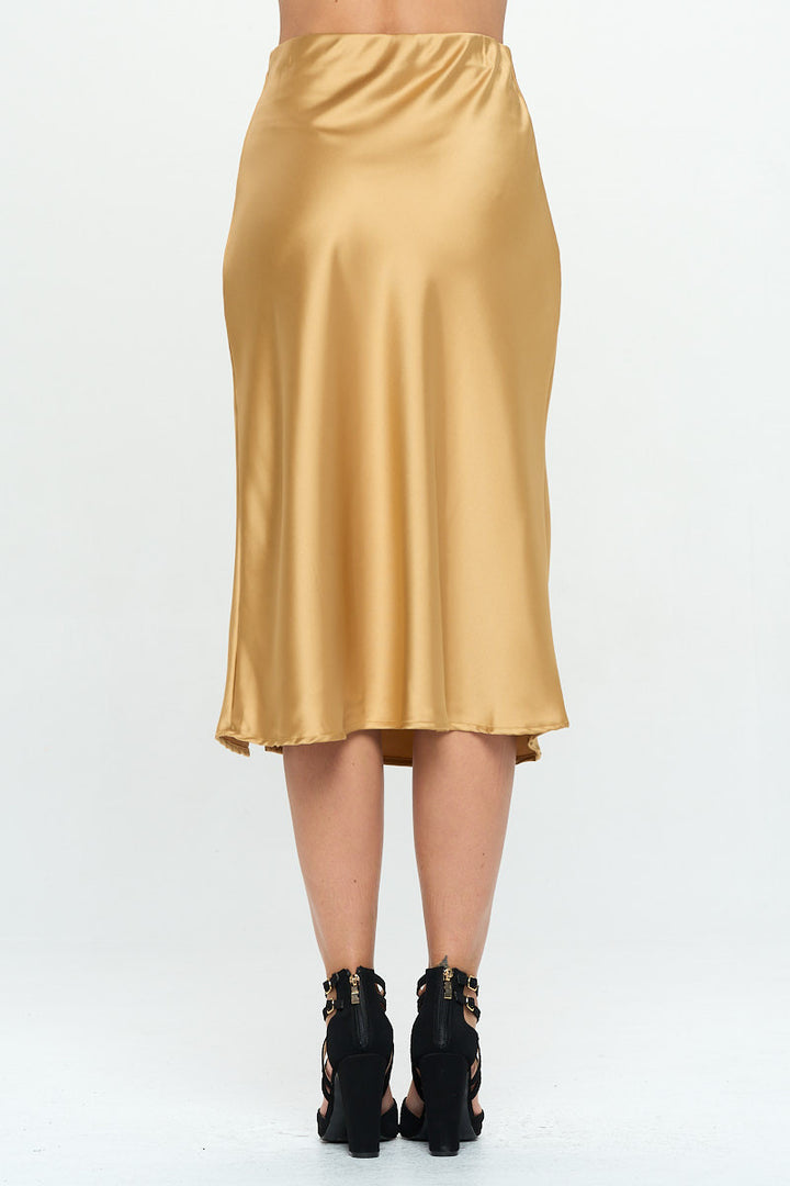 Solid Satin Midi Skirt-3