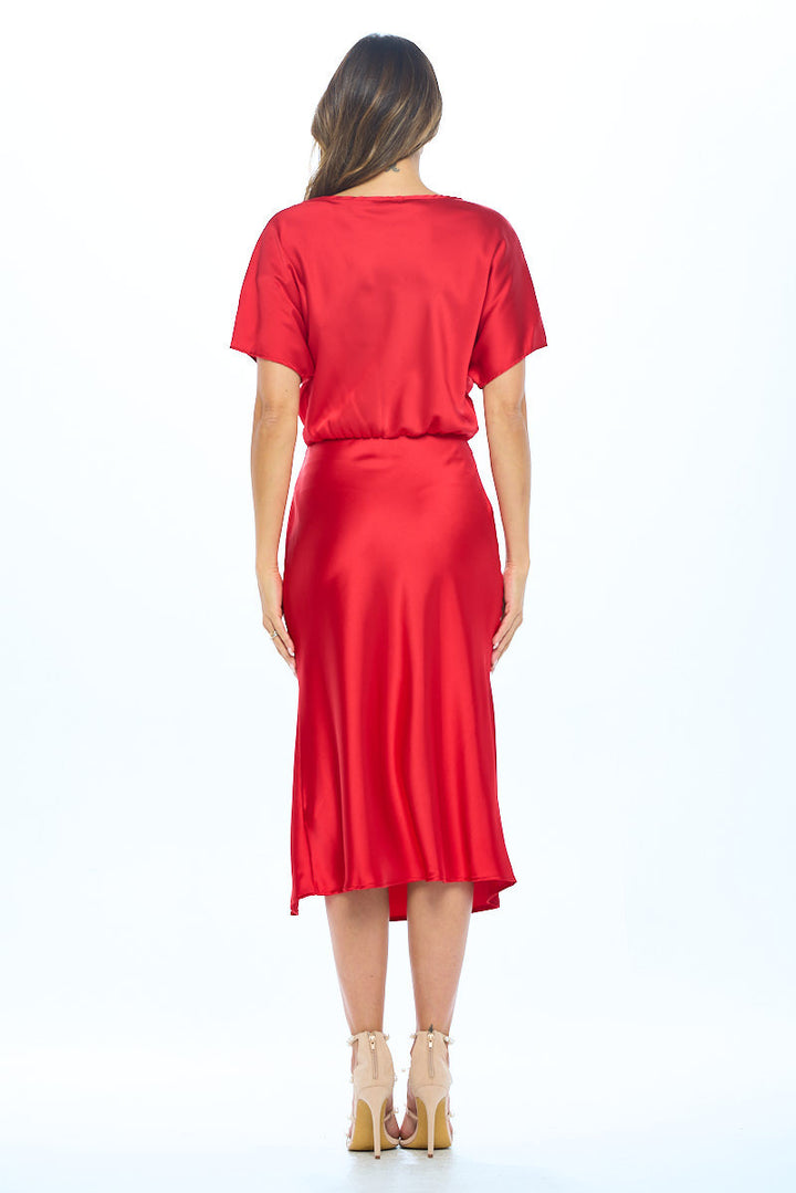 Satin Stretch Print Dress with Slit-4