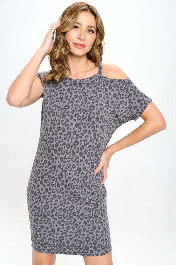 ANIMAL PRINT ONE SHOULDER DRESS-0