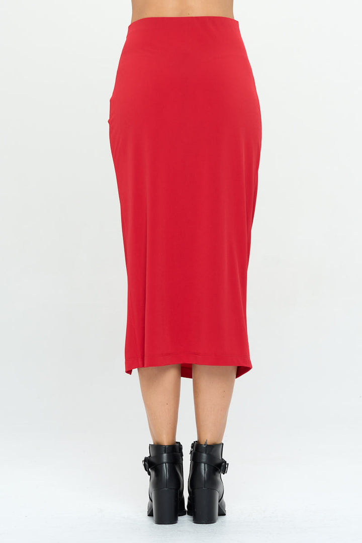 Midi Skirt with Front Knot and Slit-3