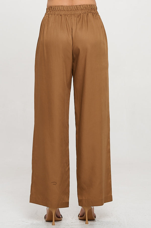Tencel Solid Straight Leg Pants with Pockets-0