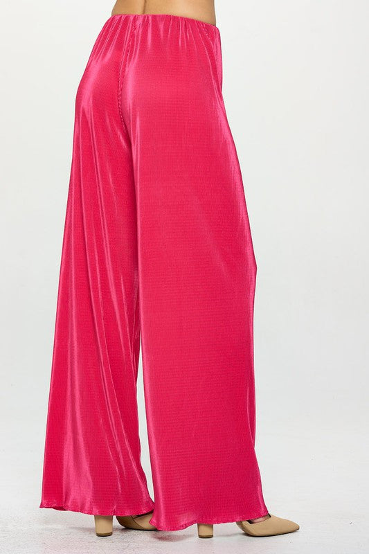 Vibrant Plisse Lined Straight Pants-3