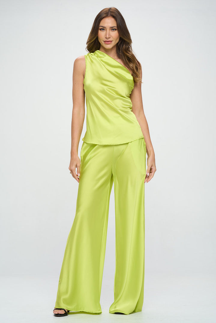 Silky Satin One Shoulder Ruched Top-4