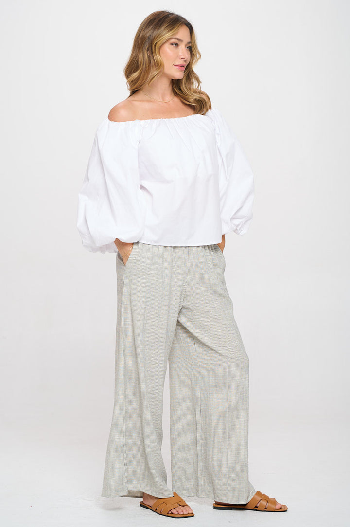 Heavy Cotton Poplin Versatile Top with Puff Sleeve-3