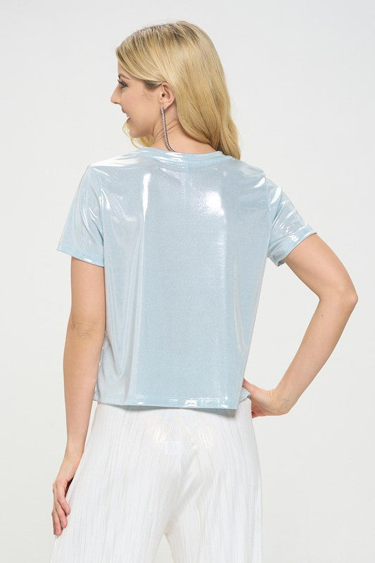 Metallic Short Sleeve Top-3