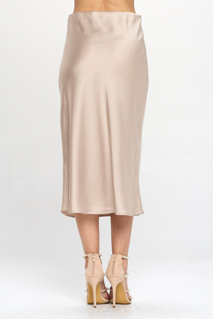 Solid Satin Midi Skirt-3