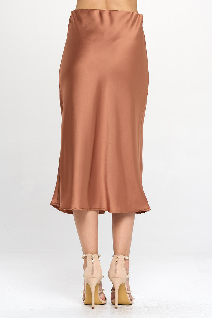 Solid Satin Midi Skirt-3