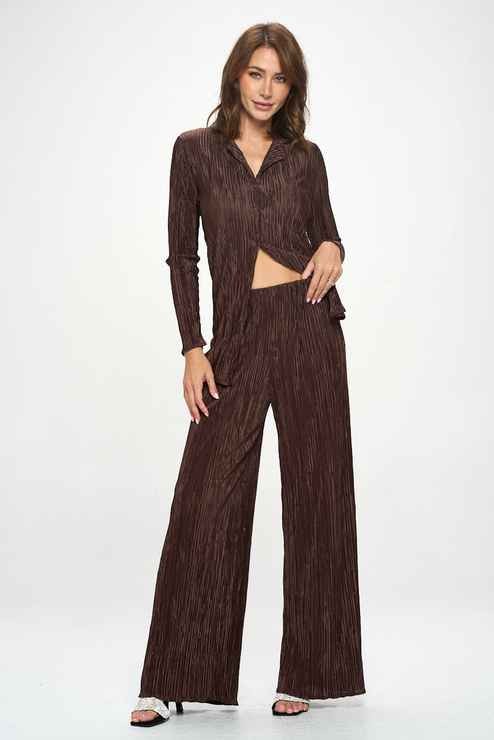 Vibrant Plisse Lined Straight Pants-4