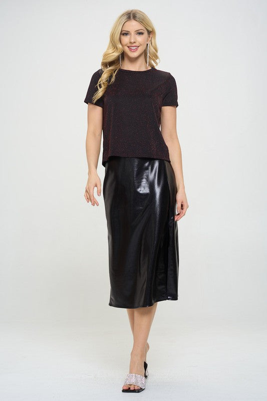 Glitter Textured Short Sleeve Top-4