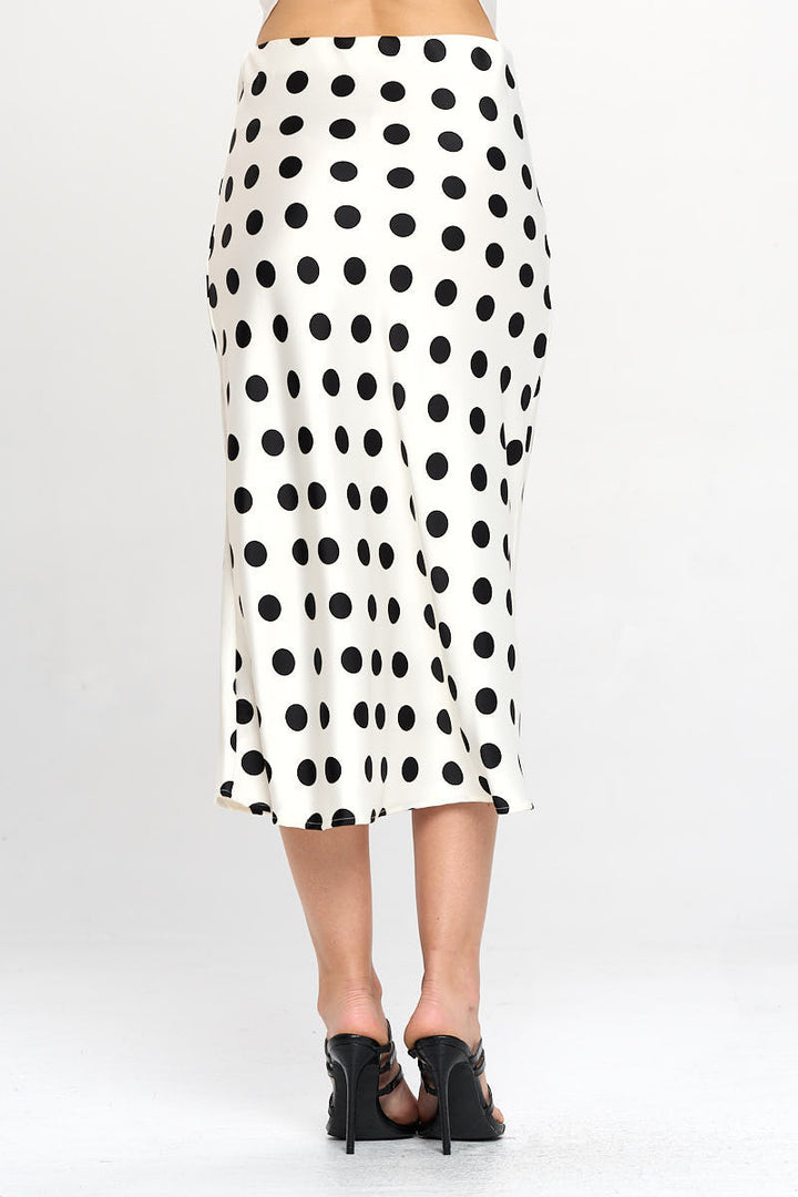 Polka Dot Satin Midi Skirt-3