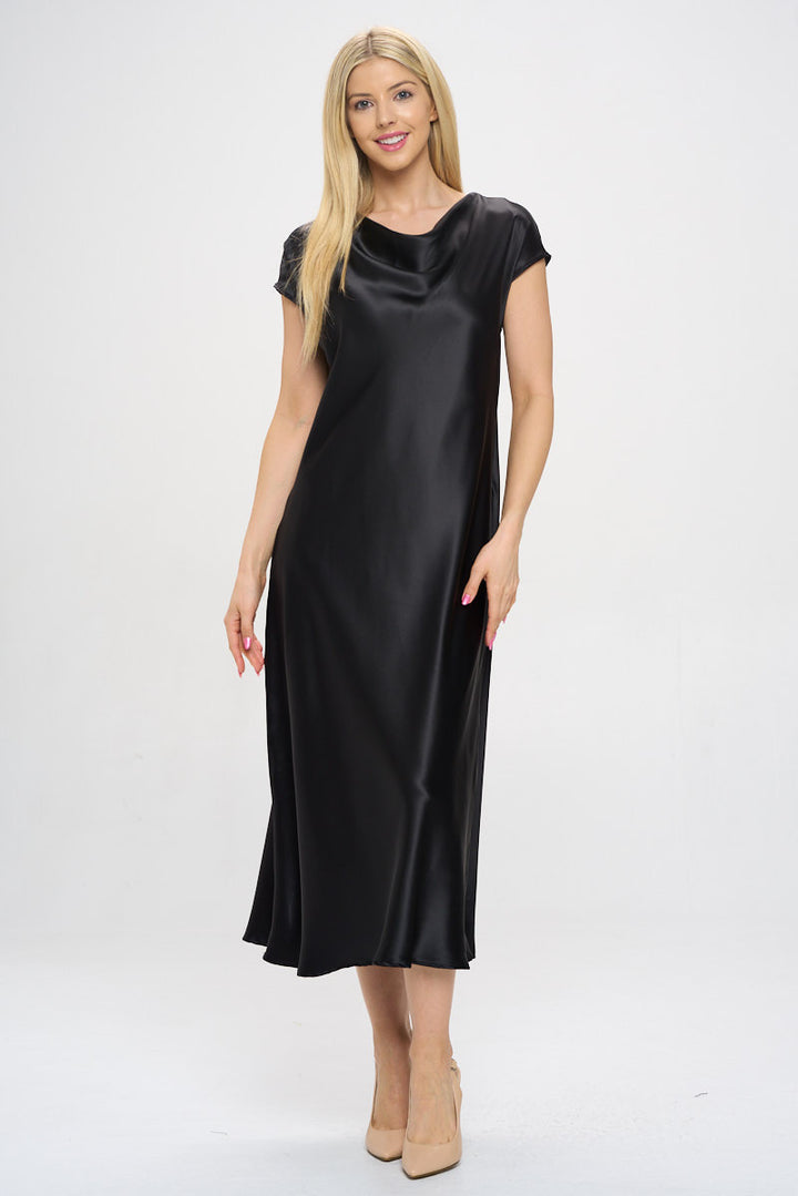 Solid Satin Cowl Neck Maxi Dress-1