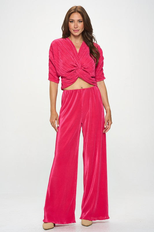 Vibrant Plisse Lined Straight Pants-4