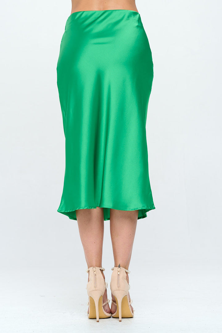 Solid Satin Midi Skirt-3