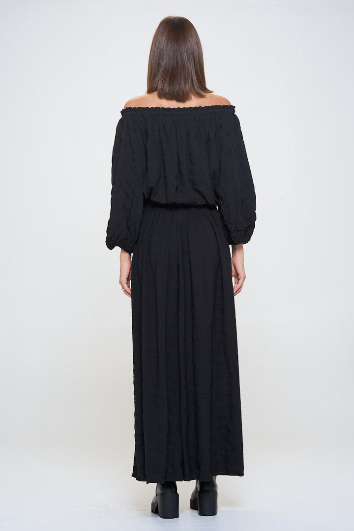 Textured Off the Shoulder Top with Balloon Sleeve-5