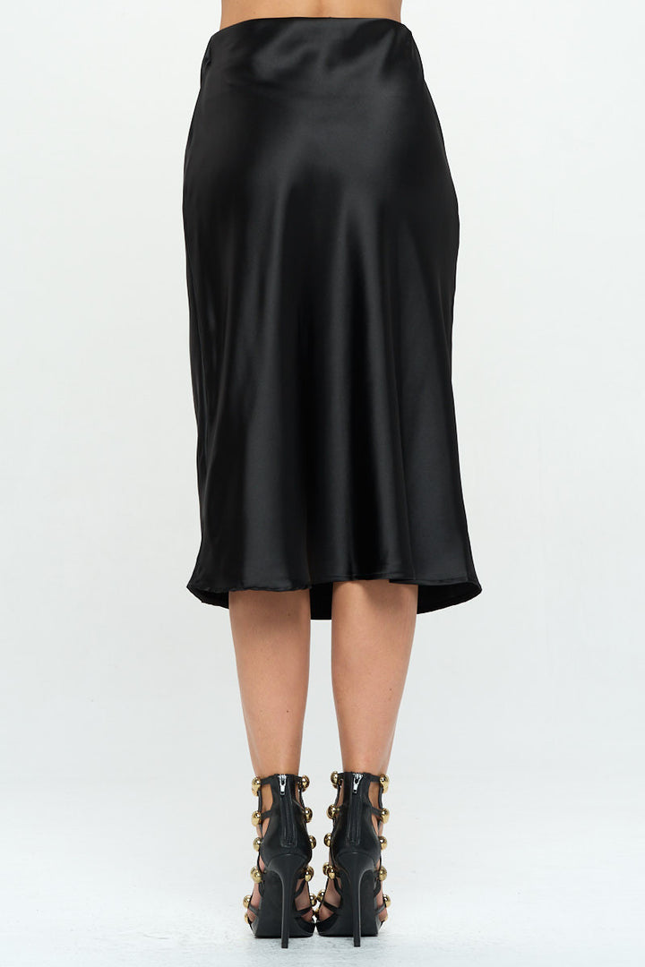 Solid Satin Midi Skirt with Slit-3