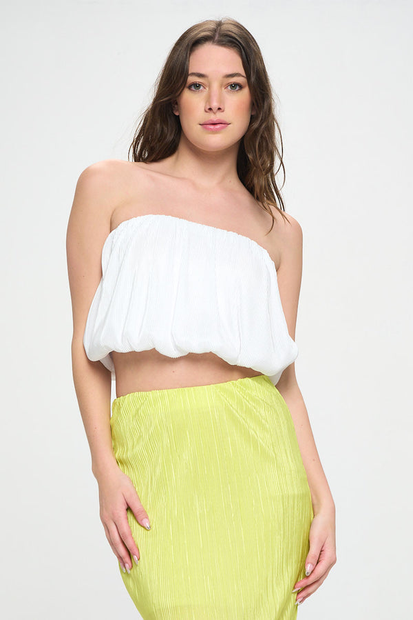 Vibrant Plisse Tube Crop Top-0