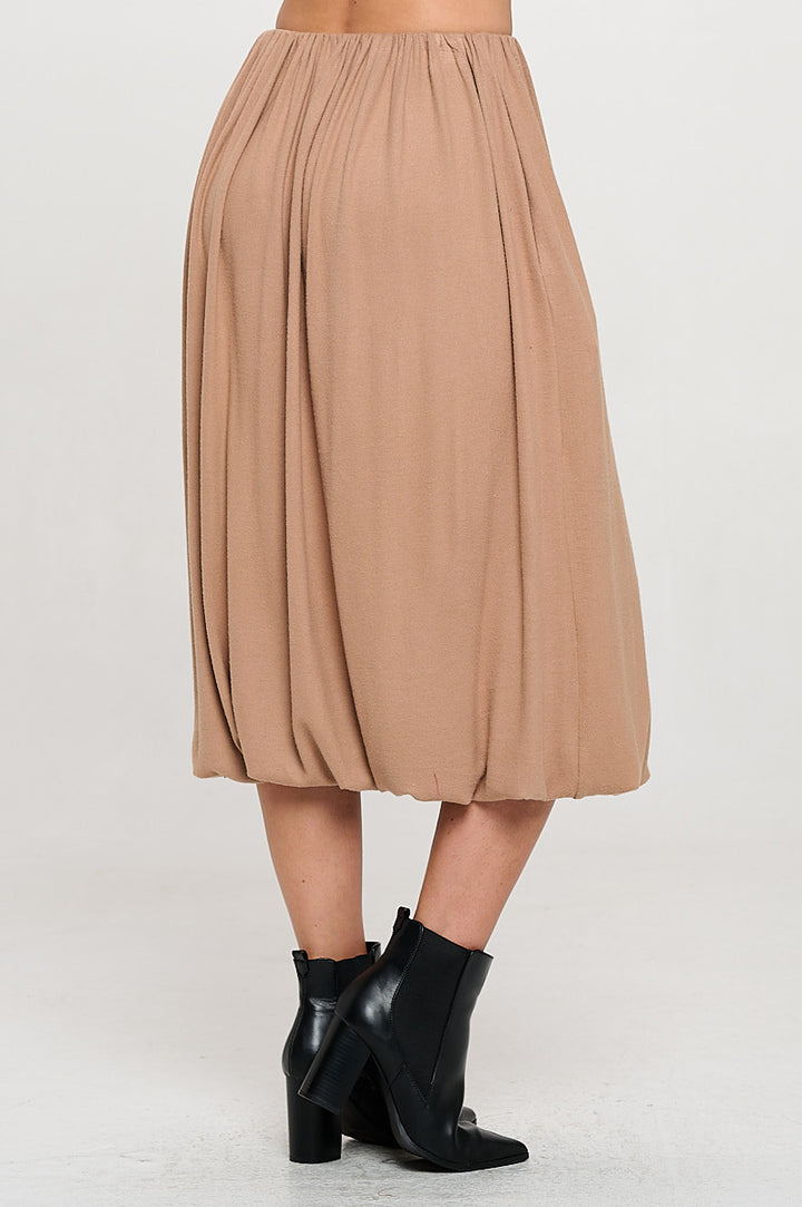 Knit Balloon Style Midi Skirt with Pockets-2