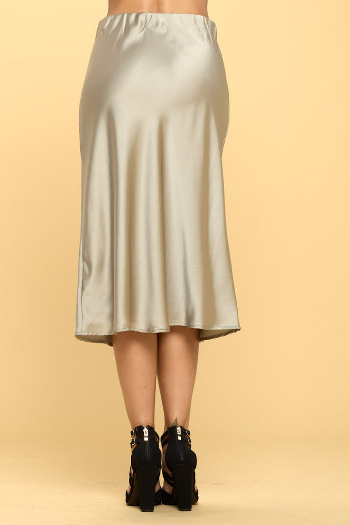 Solid Satin Midi Skirt-3