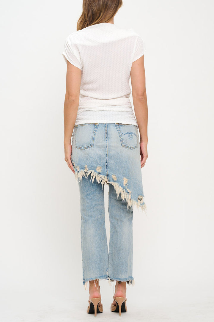 Textured Off the Shoulder Top with Ruched Detail-3