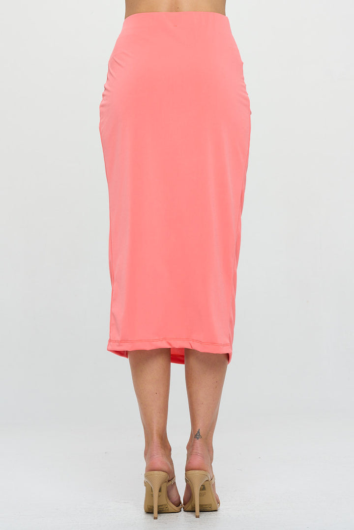 Midi Skirt with Front Knot and Slit-3