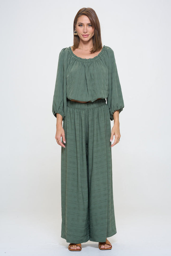 Textured Off the Shoulder Top with Balloon Sleeve-5