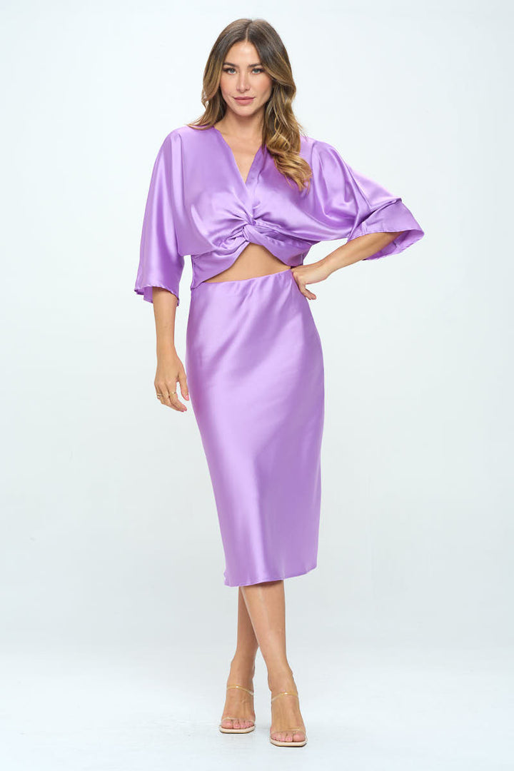 Solid Satin Midi Skirt-4