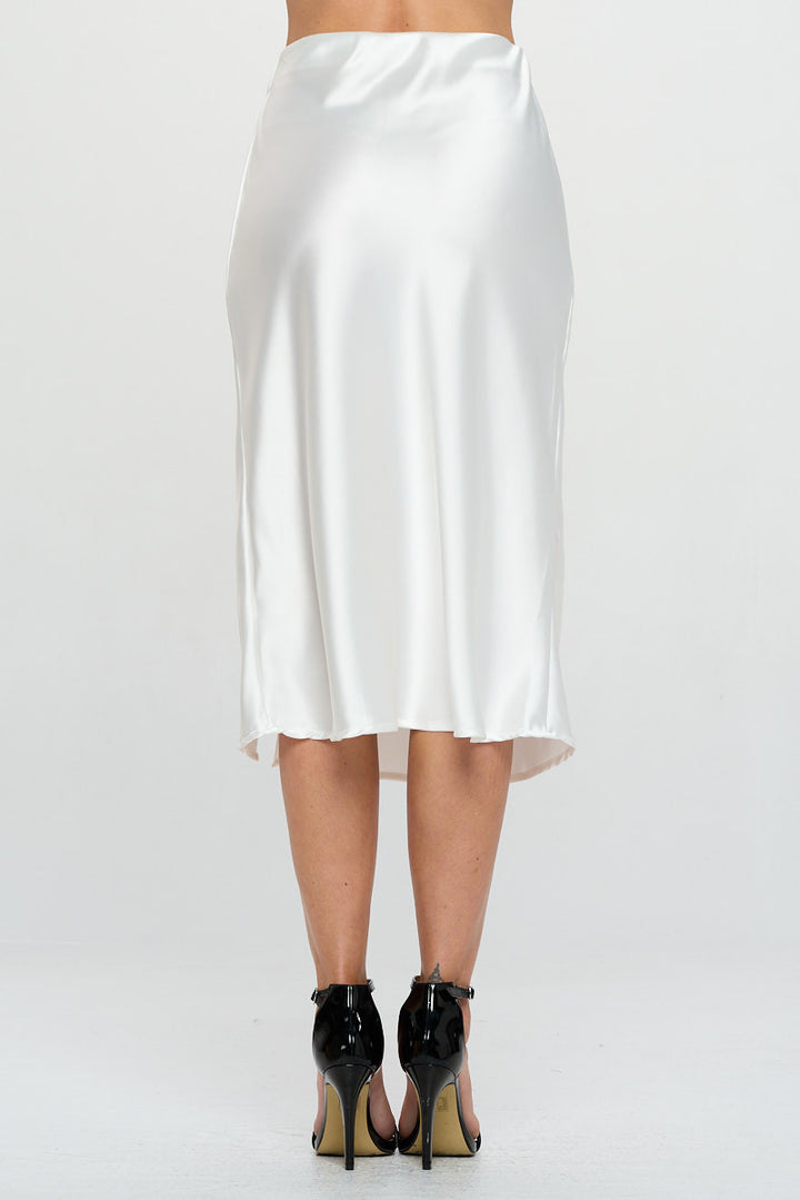 Solid Stretch Satin Midi Skirt with Slit-3