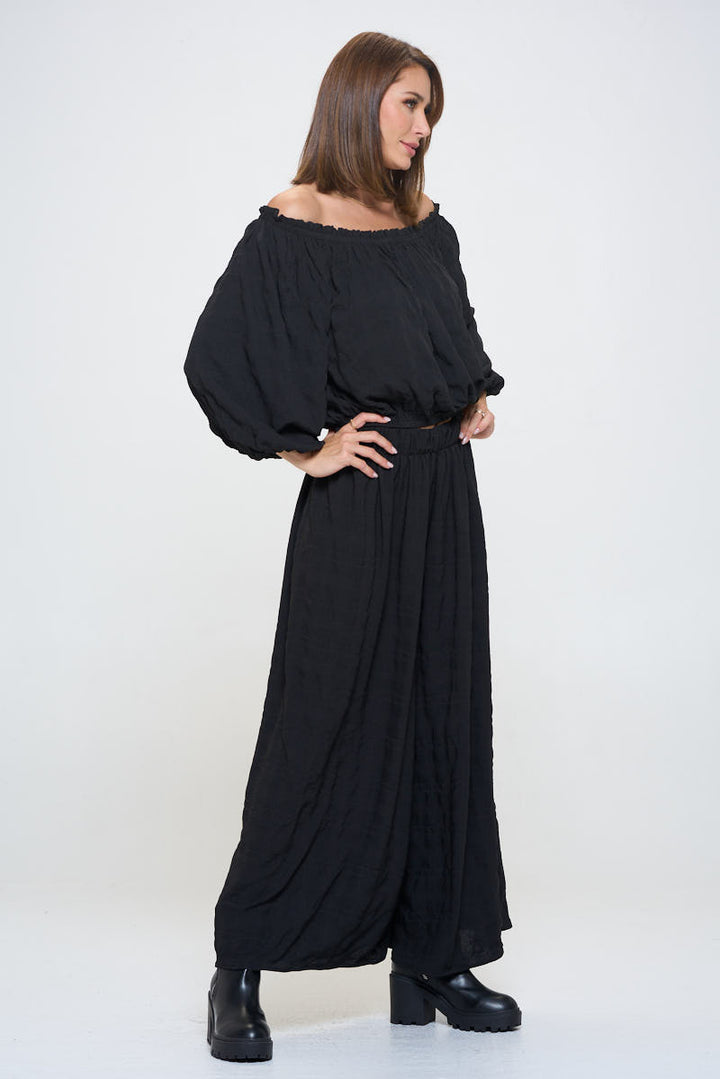 Textured Off the Shoulder Top with Balloon Sleeve-4