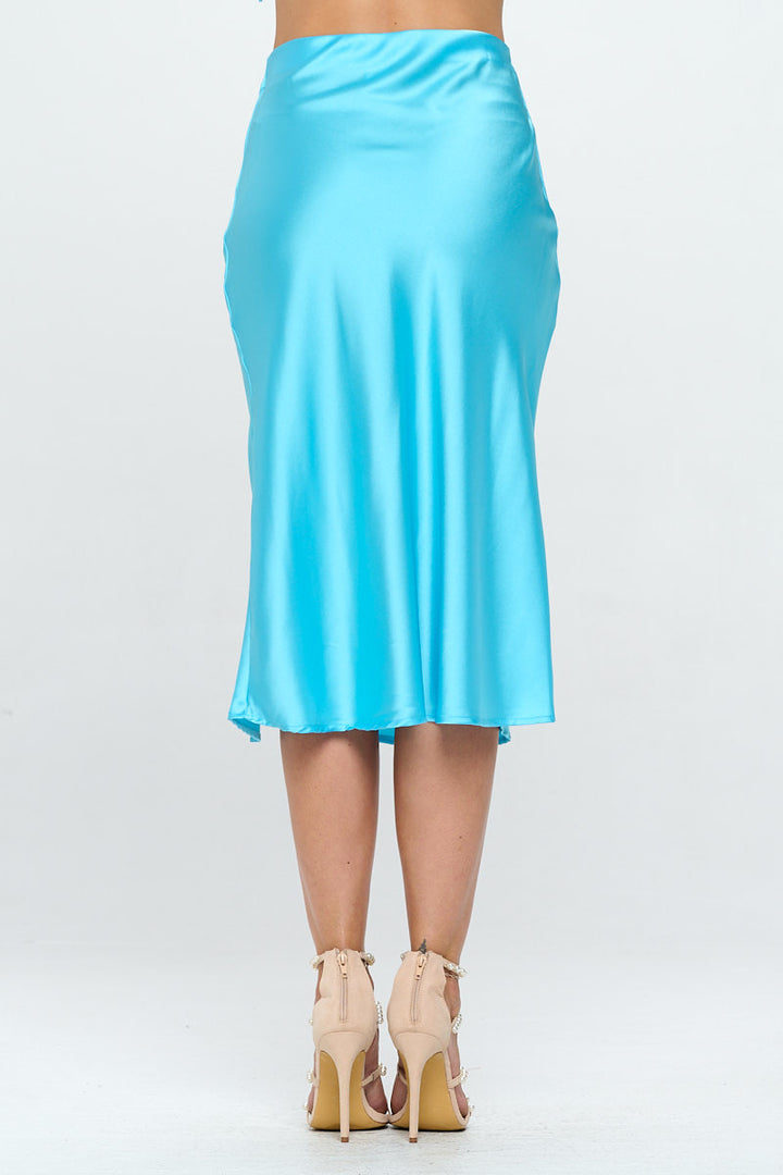 Solid Satin Midi Skirt with Slit-3
