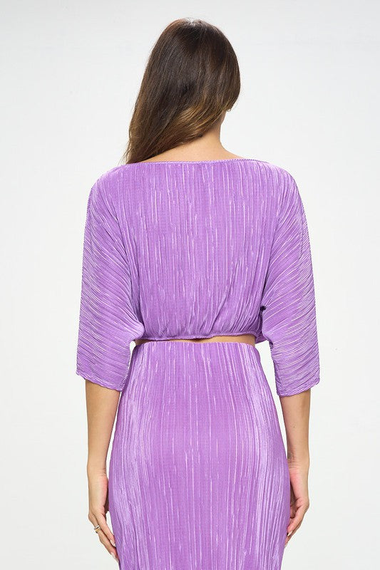 Vibrant Plisse Scoop Neck Crop Top-4