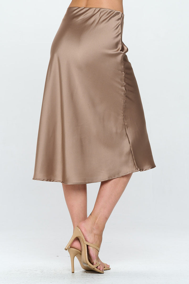 Solid Satin Midi Skirt-2
