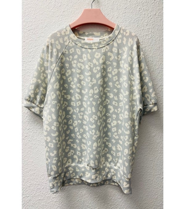 ANIMAL PRINT SHORT SLEEVE SWEATSHIRT-0