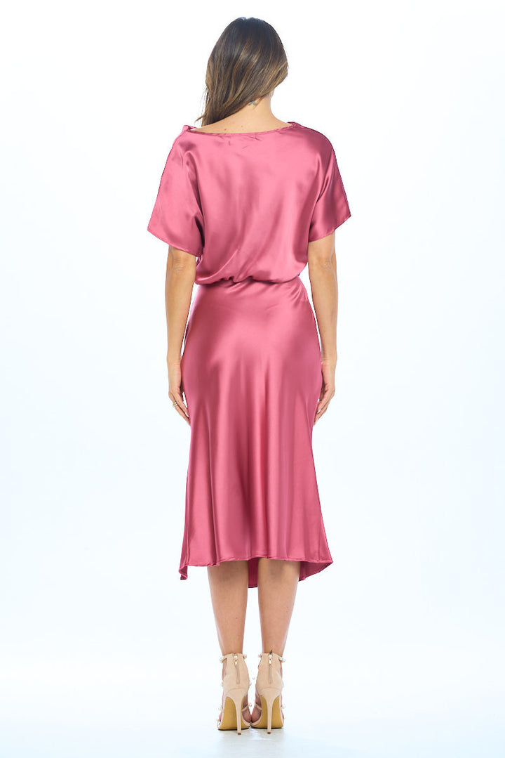 Satin Stretch Print Dress with Slit-4