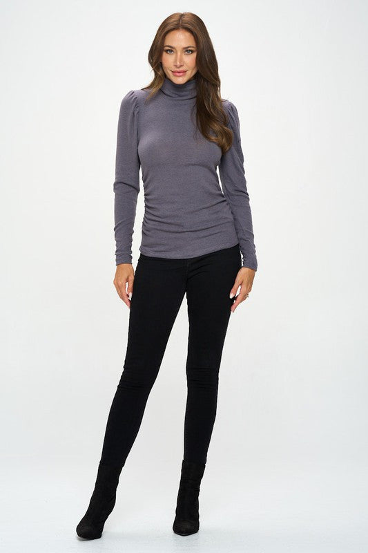 Knit Long Sleeve Turtleneck Top-4