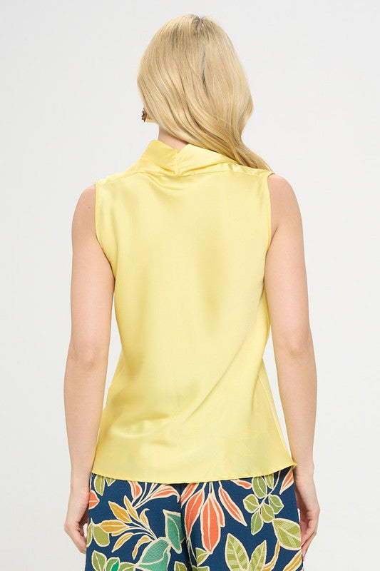 Silky Satin Vibrant V neck Sleeveless Top-2
