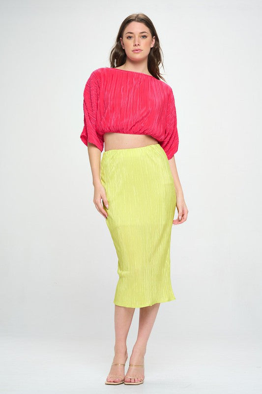 Vibrant Plisse Scoop Neck Crop Top-5