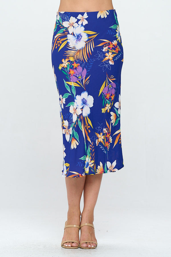 Tropical Print Midi Skirt-0