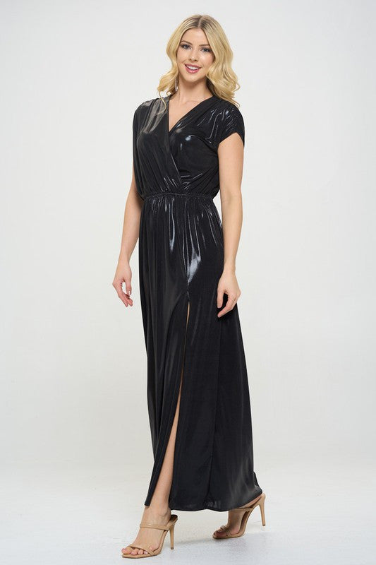 Sleeveless Metallic Maxi Dress-2