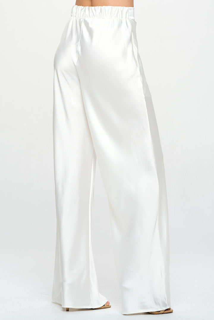 Stretch Satin Pants w/ Elastic Waist and Pockets-2