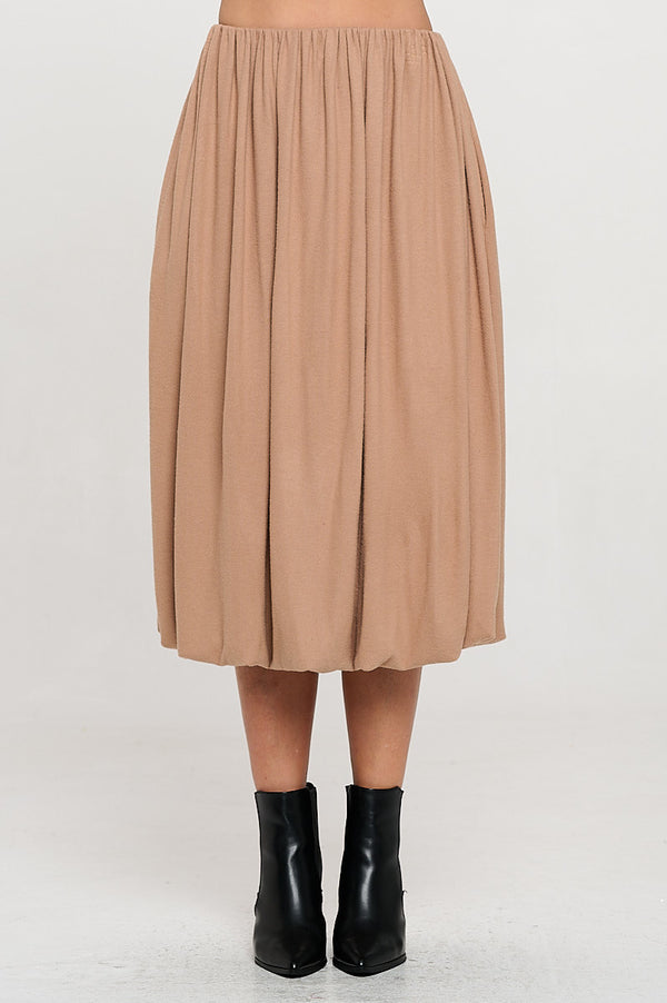 Knit Balloon Style Midi Skirt with Pockets-0