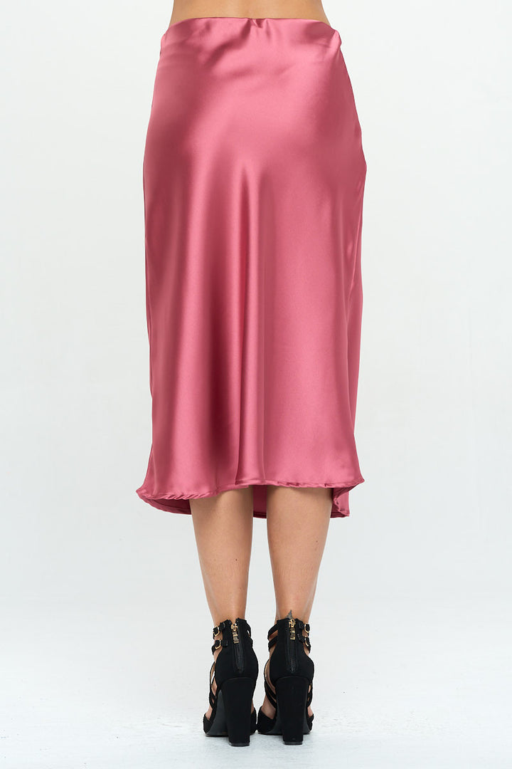 Solid Satin Midi Skirt-3