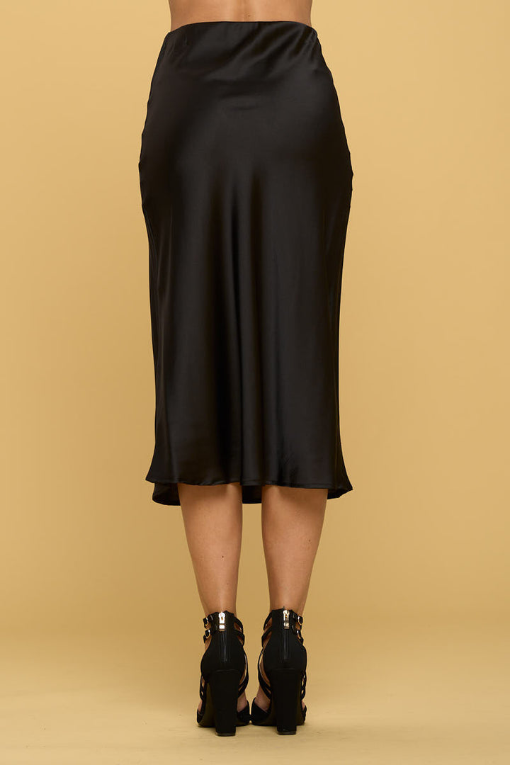 Solid Satin Midi Skirt-3