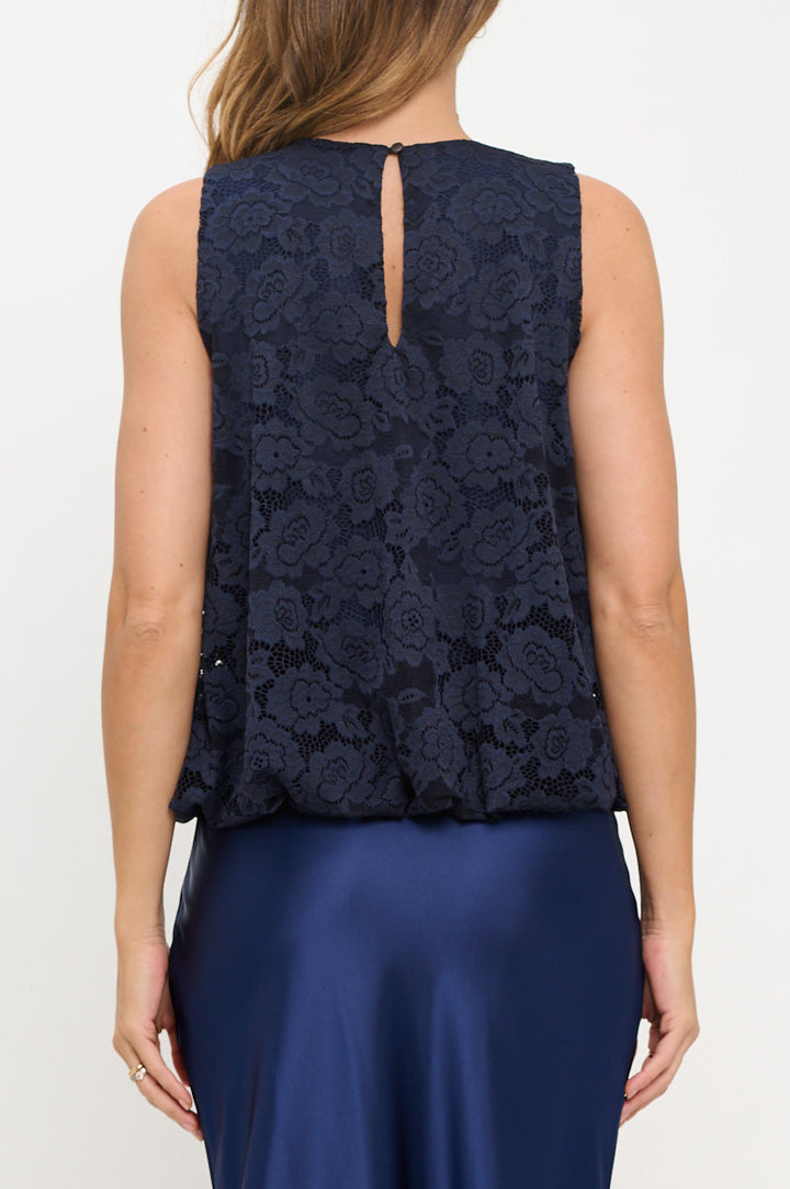 Lace Sleeveless Top with Lining and Back Keyhole-4
