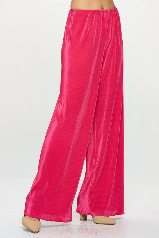 Vibrant Plisse Lined Straight Pants-2