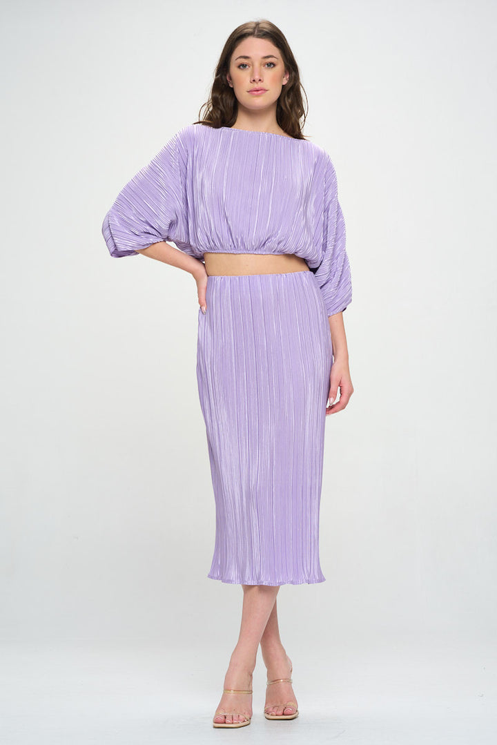 Vibrant Plisse Scoop Neck Crop Top-0